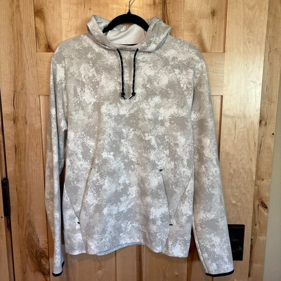 Old Navy Active Dynamic Fleece Pullover Hoodie S Small White Tan Design EUC - Picture 1 of 6